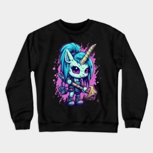 Whimsical Warrior: A Fusion of Unicorncore and Comic Art Crewneck Sweatshirt